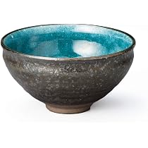 Amazon｜美濃焼 高瀬作 抹茶碗 約13cm トルコ夏 Y1520｜抹茶碗
